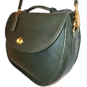 Forest Green Vintage Coach Plaza Bag